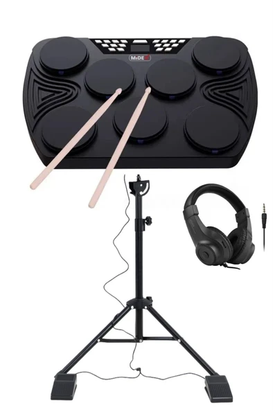 Midex DDX-105ST Profesyonel Standlı Dijital Davul Şarjlı Elektronik Bateri Bluetooth (Davul Stand Kulaklık Baget) ürün görseli