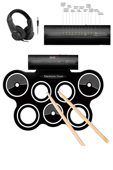 Midex DDX-70 Dijital Davul 7 Ped 2 Ayak Pedalı (Kulaklık Çubuklar Adaptör Full Set) - Resim 2