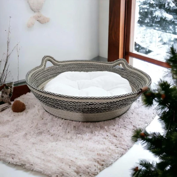 Coofbe El Yapımı 40cCm Kedi Yatağı Ve Pamuklu Minder Seti Kedi Yatağı Kedi Minder Seti