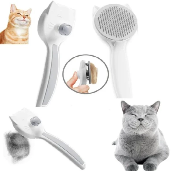 CoofbE Otomatik Temizlenen Kedi Köpek Tarağı Kıl Fırçası Evcil Hayvan Kıl Fırçası Tüy Toplama Tarağı - 2