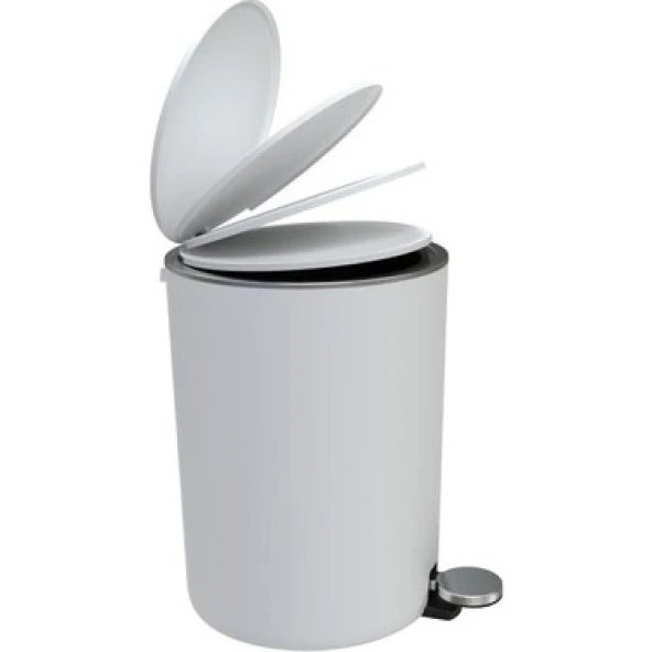 Ev M-E66-01 Primanova Lenox Pedallı Çöp Kovası 5 Lt Beyaz - Resim 2