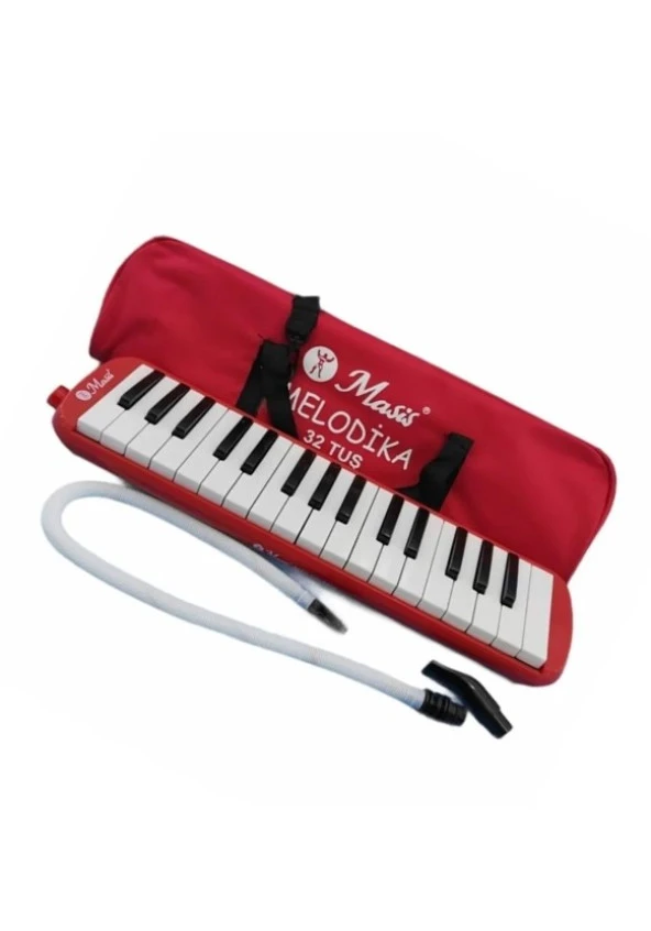 Kırmızı Melodika 32 Tuşlu Bez Çantalı - Resim 2