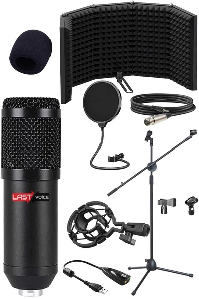 Lastvoice BM800PF Mikrofon Yalıtım Paneli Stand Filtre Shock Mount Set