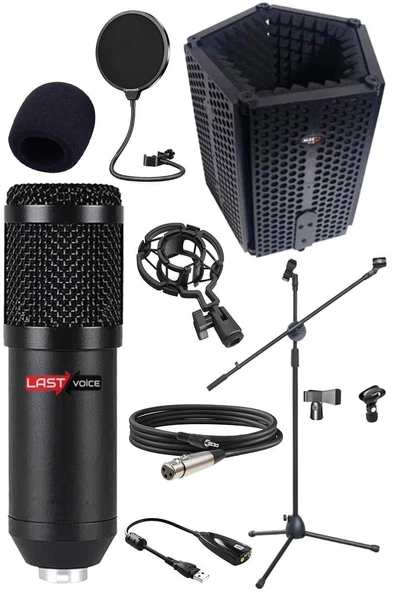 Lastvoice BM800PF Mikrofon Yalıtım Paneli Stand Filtre Shock Mount Set - 2