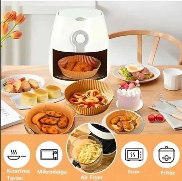 Coofbe 50 Adet Yanmaz Yapışmaz Airfryer Pişirme Kağıdı Phılıps Xıaomı Tefal Karaca Pişirme Kağıdı - 4