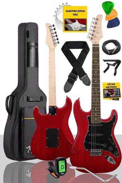 Midex RPH-30RD Gül Klavye Strat Kasa SSS Elektro Gitar Seti ürün görseli 1