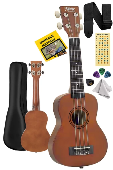 Midex UKX-233M Kahverengi Concert Ukulele (Askı Çanta Metod Pena)