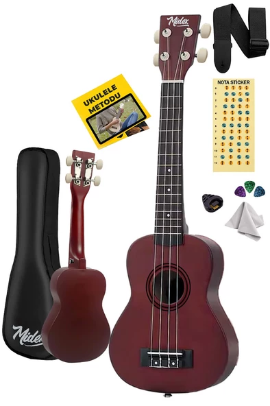 Midex UKX-233M Kahverengi Concert Ukulele (Askı Çanta Metod Pena)