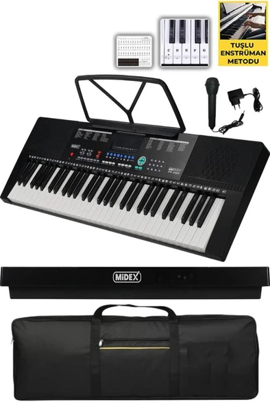 Midex PS-2500 LED Ekran 61 Tuşlu Org Çanta Notalık Adaptör Metod (300 Ses 300 Ritim) ürün görseli 1