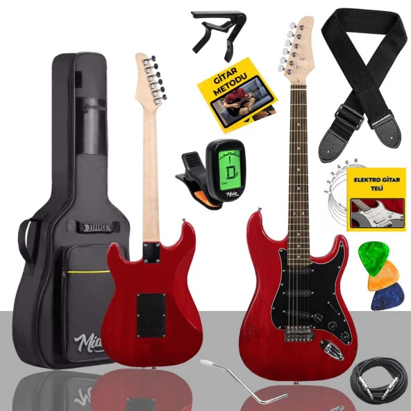 Midex RPH-30RD RED Profesyonel Elektro Gitar (Çanta Askı Capo Tuner Pena Kablo Yedek Tel)