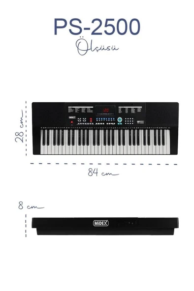 Midex PS-2500K LED Ekran 61 Tuşlu Org Klavye (Çanta Kulaklık Adaptör Notalık Metod) - Resim 5