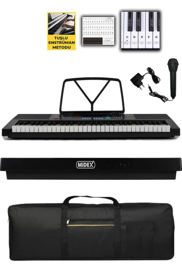 Midex Ps-2500K Led Ekran 61 Tuşlu Org Klavye (Çanta Kulaklık Adaptör Notalık Metod) - 3