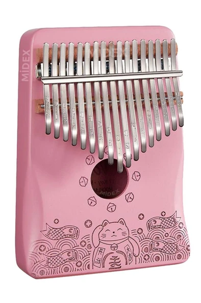 Midex KLX-350 Pembe Kalimba Gerçek Ağaç 17 Tuşlu Full Set - Resim 2