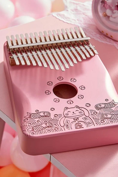 Midex KLX-350 Pembe Kalimba Gerçek Ağaç 17 Tuşlu Full Set - Resim 5