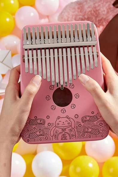Midex KLX-350 Pembe Kalimba Gerçek Ağaç 17 Tuşlu Full Set - Resim 3