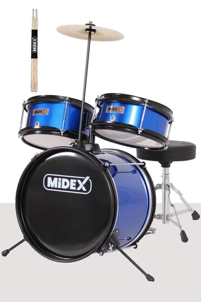 Midex CD300X-BL Akustik Junior Çocuk Baterisi Davulu Seti 5-14 Yaş İçin Full Set ürün görseli 1