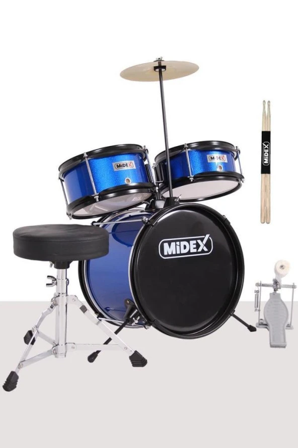 Midex CD300X-BL Akustik Junior Çocuk Baterisi Davulu Seti 5-14 Yaş İçin Full Set - 2