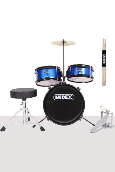 Midex CD300X-BL Akustik Junior Çocuk Baterisi Davulu Seti 5-14 Yaş İçin Full Set - Resim 3