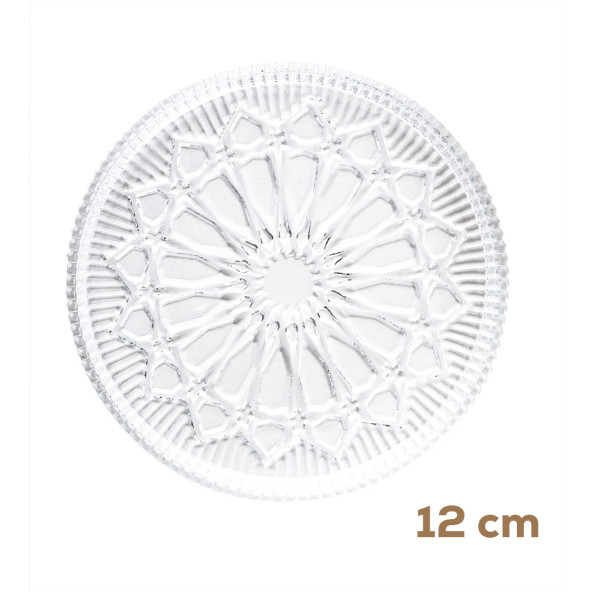 Porsima Elusia Desenli Dik Tabak - 6 Lı Cam Sunumluk Pasta Kurabiye Kek Ikram Servis Tabağı-12 Cm - 3