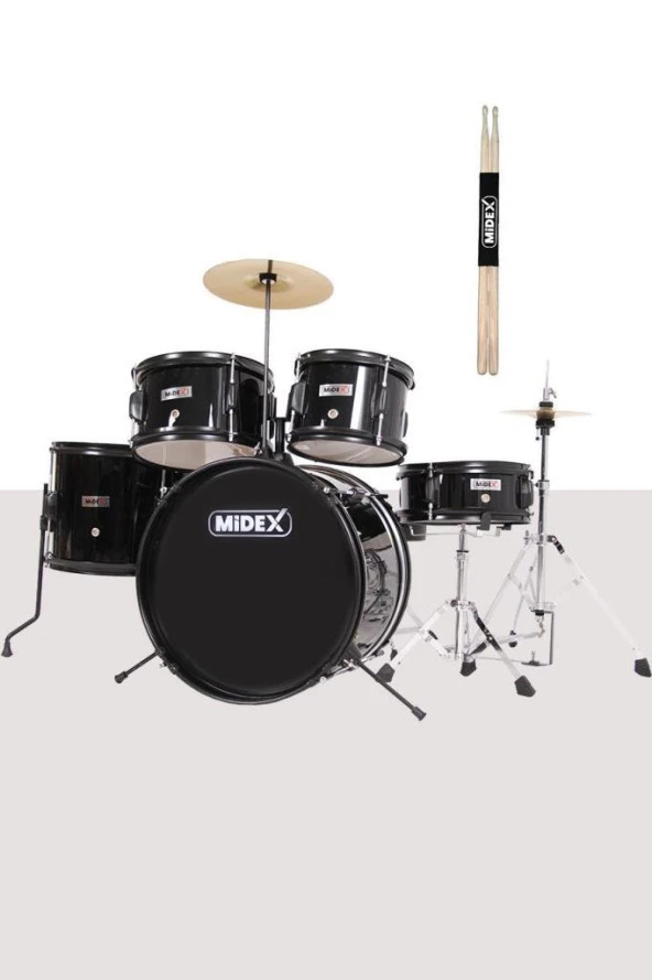 Midex Cd500x-Bk Akustik Junior Çocuk Baterisi Davul Seti 5-18 Yaş İçin Full Set - 2