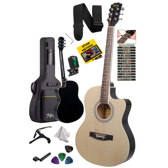 Midex XC-200NT Kesik Kasa Profesyonel Akustik Gitar 4/4 Yetişkin Üst Segment (Gigbag Çanta Tuner Capo Askı Pena)