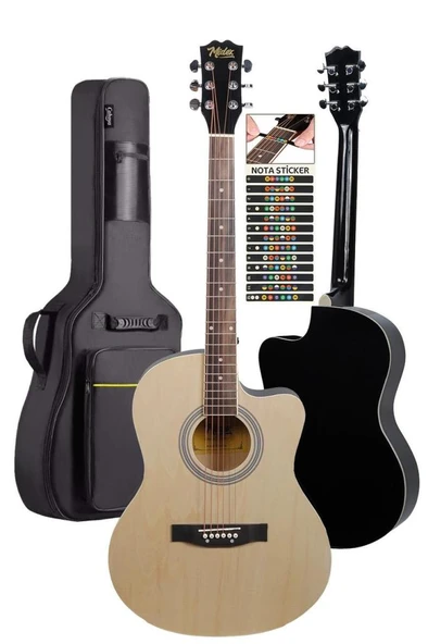 Midex XC-200NT Kesik Kasa Profesyonel Akustik Gitar 4/4 Yetişkin Üst Segment (Gigbag Çanta Tuner Capo Askı Pena) - Resim 4