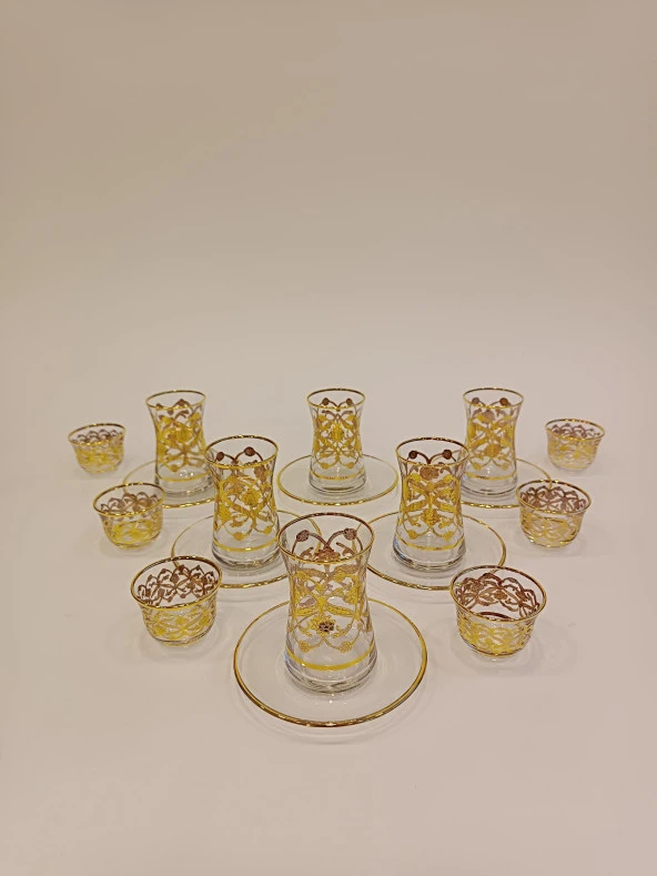 Gold Exclusive Lüks Çay Seti 18 Parça Oryantal - 2