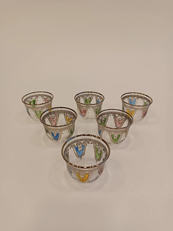 Gümüş Yaldızlı Exclusive Lüks Çay Seti 18 Parça Taç Model - 6