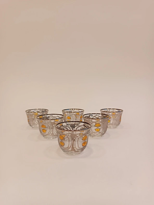 Gümüş Yaldızlı Exclusive Lüks Çay Seti 18 Parça Pax Model Platin Renkli - 6