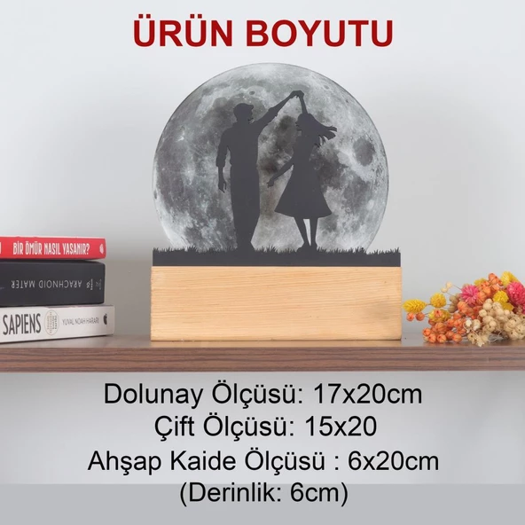 Veraart Işıklı Pleksi Dolunay Kişiselleştirilebilir Biblo Belinda Elele Tutuşan Çift Anahtar Askılığı - 6