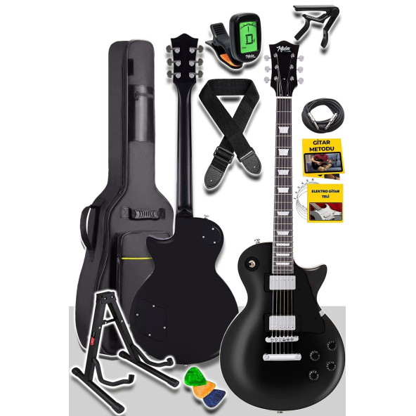 Midex GRX-200BK-BAG Üst Segment Les Paul Kasa Elektro Gitar Set Masif Ağaç (HH)