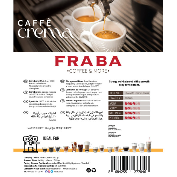 Fraba Caffe Crema Barista Edition Espresso Çekirdek Kahve 500g - 4