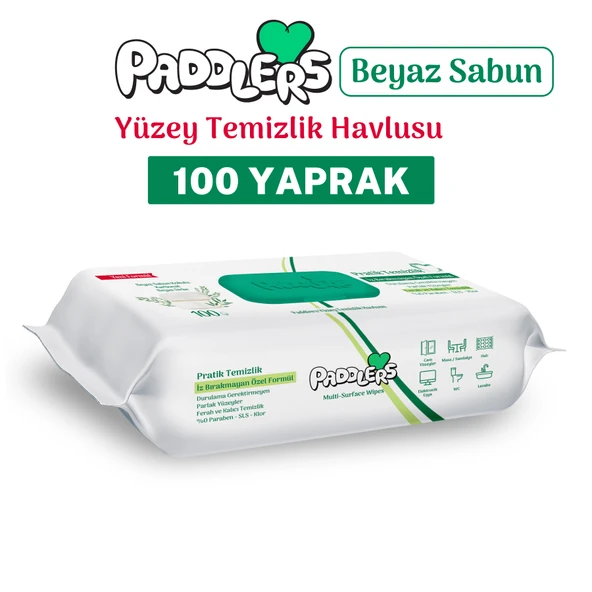 Paddlers Easy Clean Beyaz Sabun Katkılı Yüzey Temizlik Havlusu 100 Yaprak ürün görseli 1