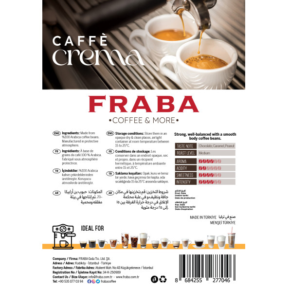 Fraba Caffe Crema Barista Edition Espresso Çekirdek Kahve 1kg - 4