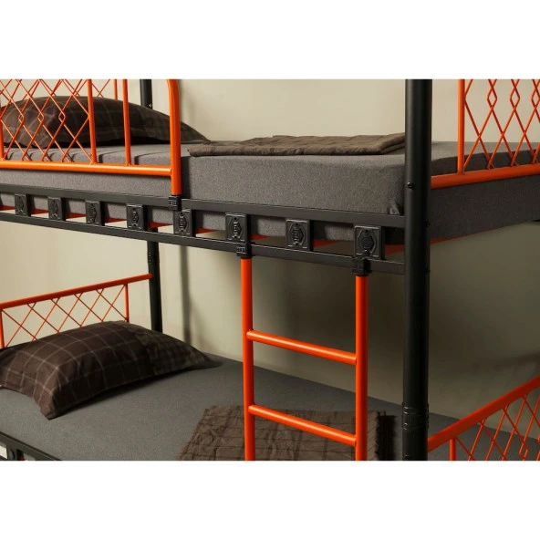 Metis 90x190 ve 90x200 Yatak Ölçülü Genç Çocuk Odası Metal Ranza - 4