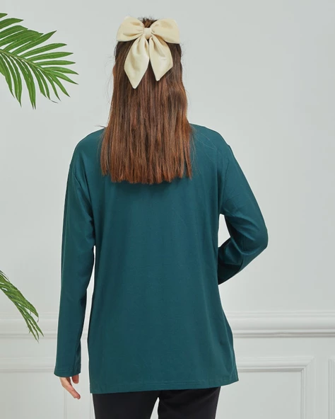 Kadın İşlemeli Anne Günlük Orta Yaş Penye Bluz - 9