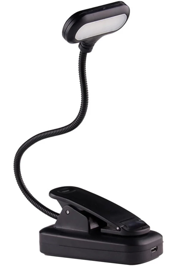 Ledli Klipsli Mini Kitap Okuma Lambası Mandallı Pille Çalışan Işık Masa Lambası Kitap Okuma Işığı - 7