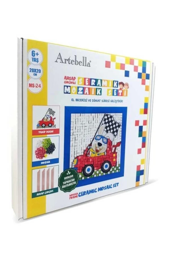 MS-24 Çocuk Ahşap Çerçeveli Seramik Mozaik Set 20x20 cm