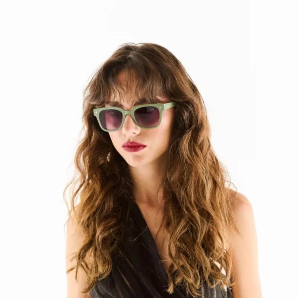 Okkia Giovanni Siyah Lens Unisex  Güneş Gözlüğü Yeşil & Siyah - Resim 2