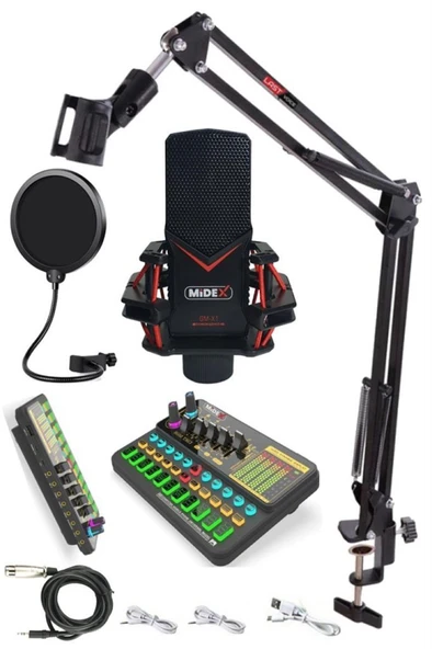 Midex GMX-1 Platinium Set Condenser Mikrofon Ses Kartı Canlı Yayın Paketi (Telefon ve PC) - Resim 2