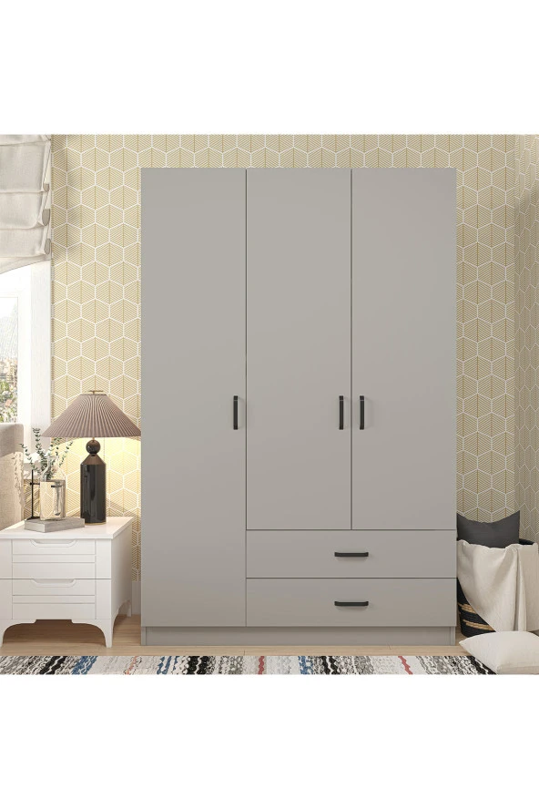 Midoser YAMAN Luna 3 Kapılı 2 Çekmeceli Elbise Dolabı-Gardrop - 3