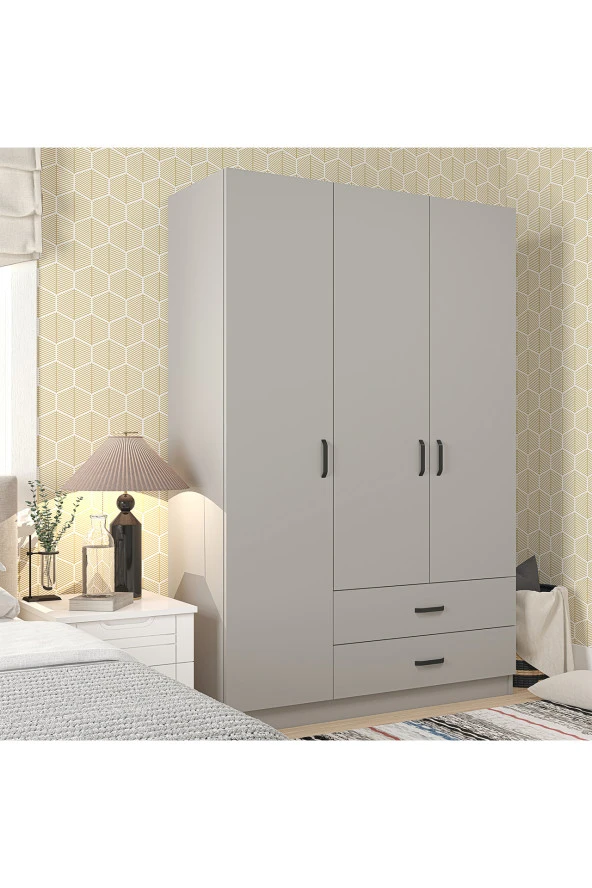 Midoser YAMAN Luna 3 Kapılı 2 Çekmeceli Elbise Dolabı-Gardrop - 4