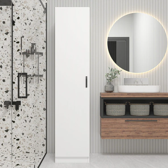 Midoser Yaman Mat Beyaz Tek Kapaklı 4 Raflı Çok Amaçlı Mutfak Kiler Ve Banyo Dolabı - 3