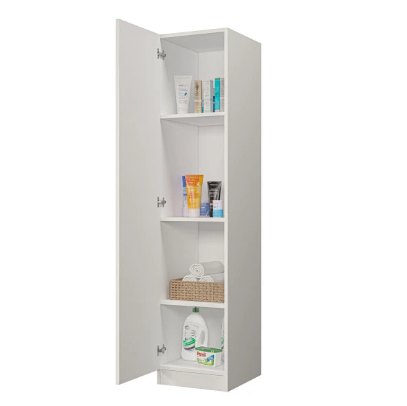 Midoser Yaman Mat Beyaz Tek Kapaklı 4 Raflı Çok Amaçlı Mutfak Kiler Ve Banyo Dolabı - 4