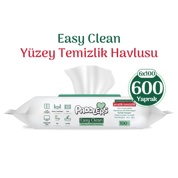 Easy Clean Beyaz Sabun Katkılı Yüzey Temizlik Havlusu 6x100 (600 Yaprak)