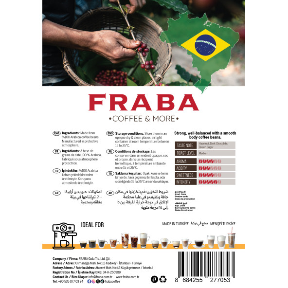 Fraba Brezilya Single Origin Espresso Çekirdek Kahve 1kg - 4