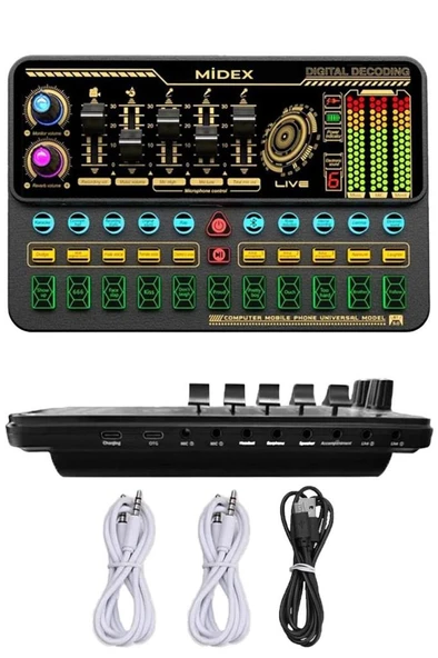Midex MX-2020 Platinium Set Efektli Ses Kartı Mikrofon Stand Kayıt Canlı Yayın Seti (PC ve Telefon) - Resim 3
