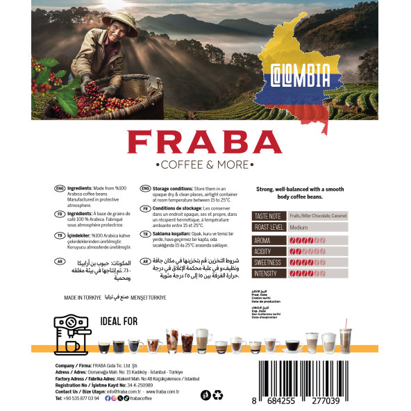 Fraba Colombia Single Origin Espresso Çekirdek Kahve 500g - 4