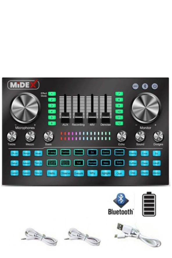 Midex GMX-1 Diamond Set Condenser Mikrofon Ses Kartı Kulaklık Canlı Yayın Paketi (Telefon ve PC) - Resim 3