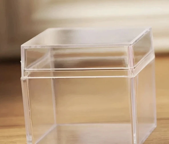Küp Şekilli ve Kapaklı Plexi Mini Şık Kutu Söz Kına Nişan Düğün Etkinlik için Süslemelik 50 Adet 4X4X4 cm - 5